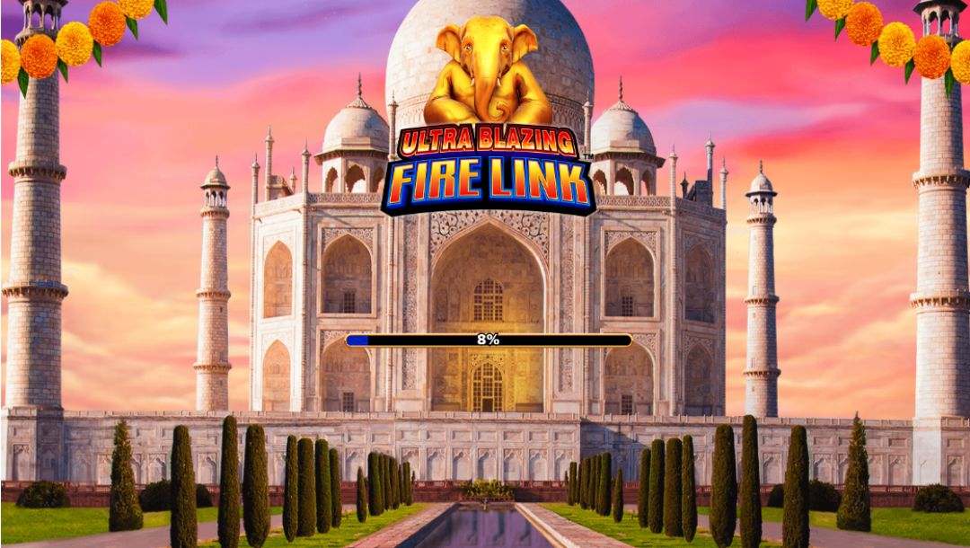 Screenshot of Ultra Blazing Fire Link online slot game loading screen.
