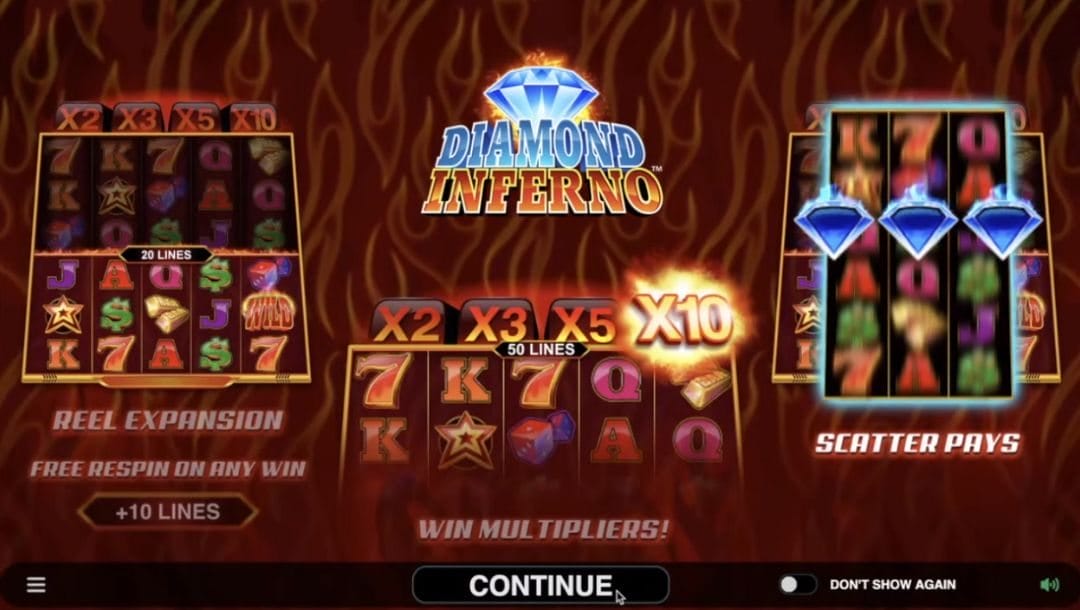 Screenshot of the loading screen for Diamond Inferno online slot game.