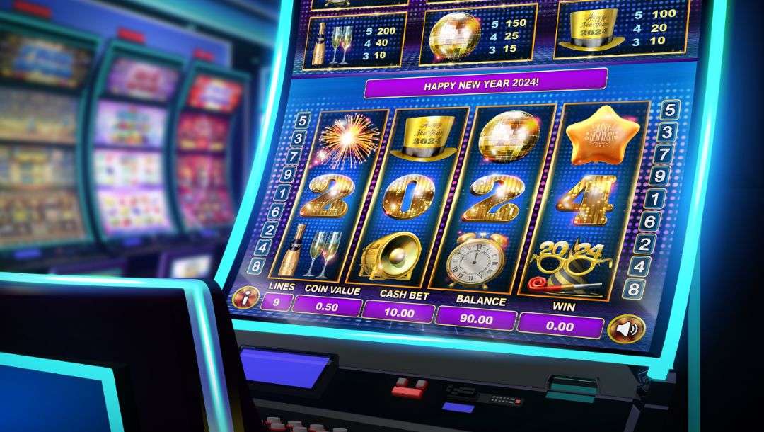 Image of a slot machine inside a casino.