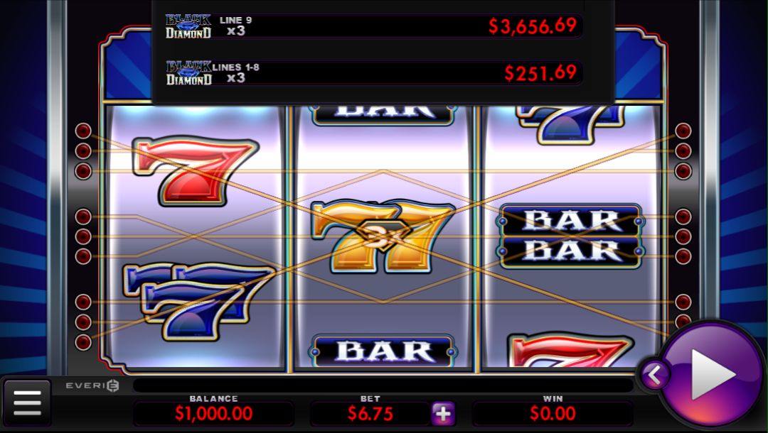 Screenshot of Black Diamond Deluxe online casino game.
