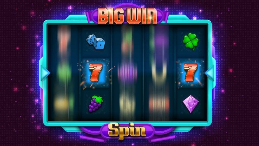 A vector image of the spinning reels of an online slot with a 5x3 grid.