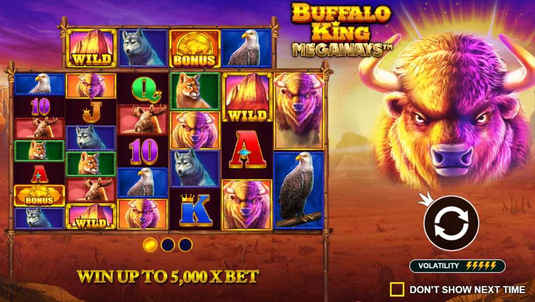 The loading screen for the Buffalo King Megaways online slot game.
