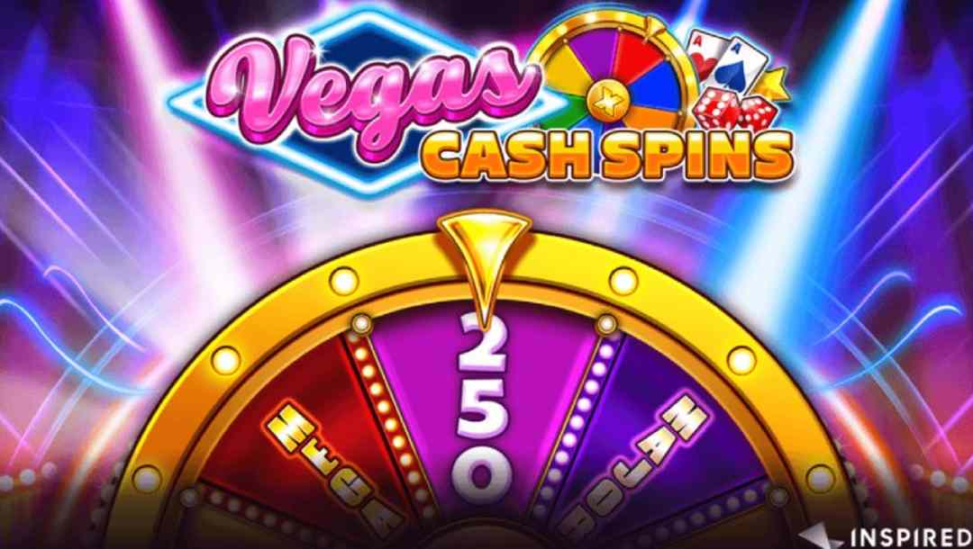 The colorful screen for Vegas Cash Spins online slot with a spinning wheel.