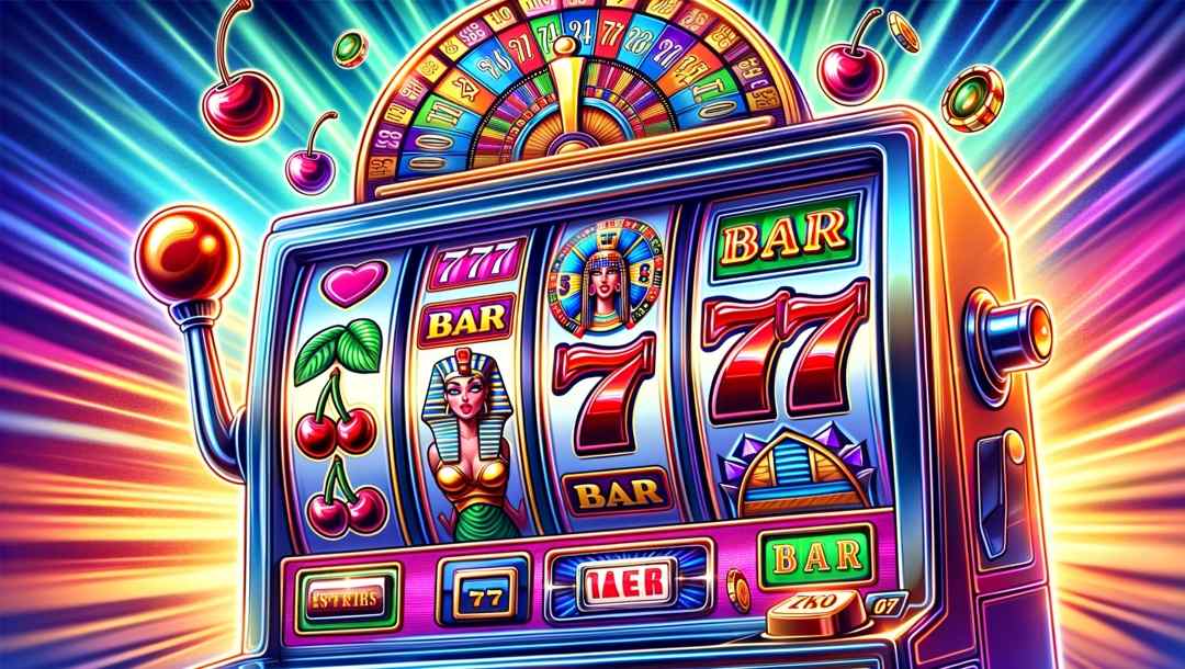 Slot machine featuring a variety of slot symbols