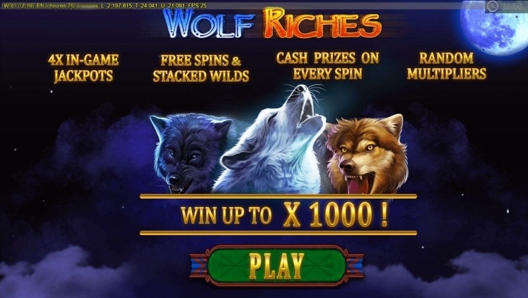 Title page of online slot Wolf Riches by Pariplay