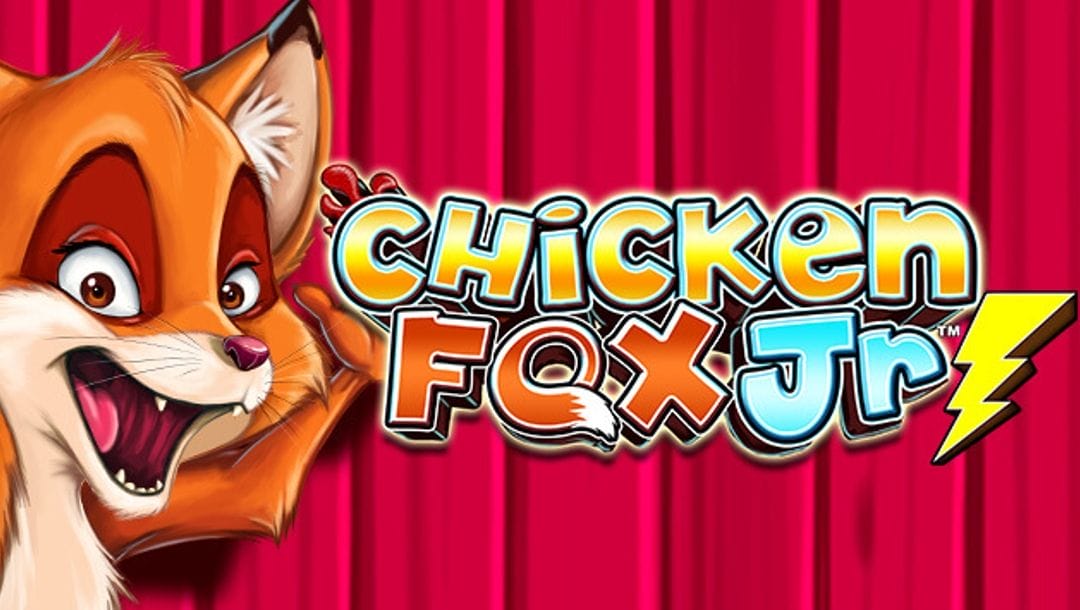 Title page with a fox and lightning bolt imagery for Chicken Fox Jr by Lightning Box Games