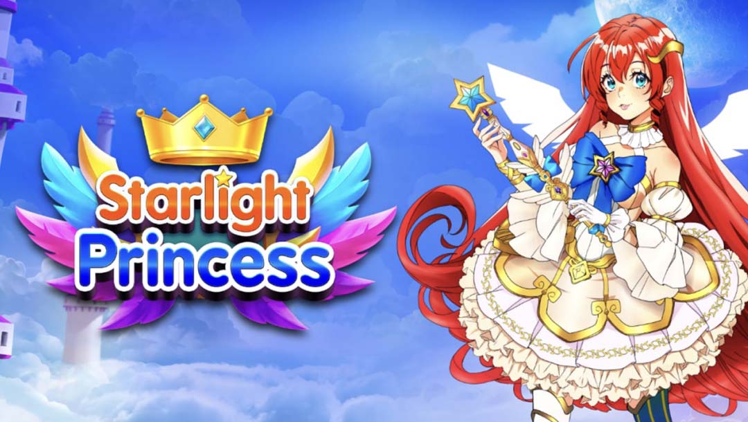 The Starlight Princess logo and an anime looking character, on a cloudy background with blue skies.