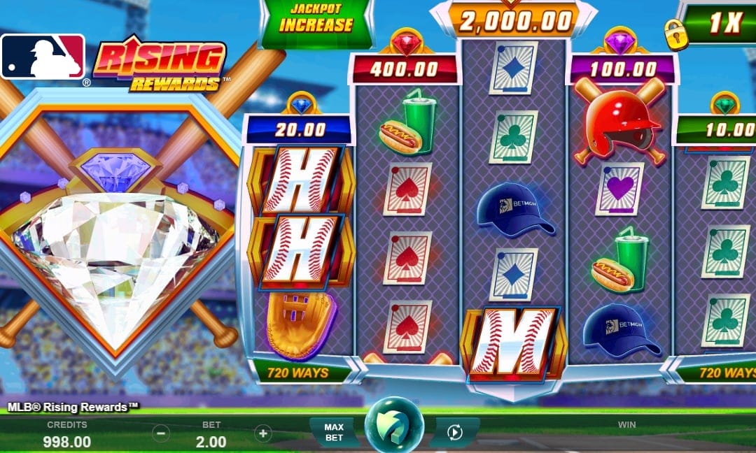 The MLB Rising Rewards slot game is exclusively at BetMGM Casino.