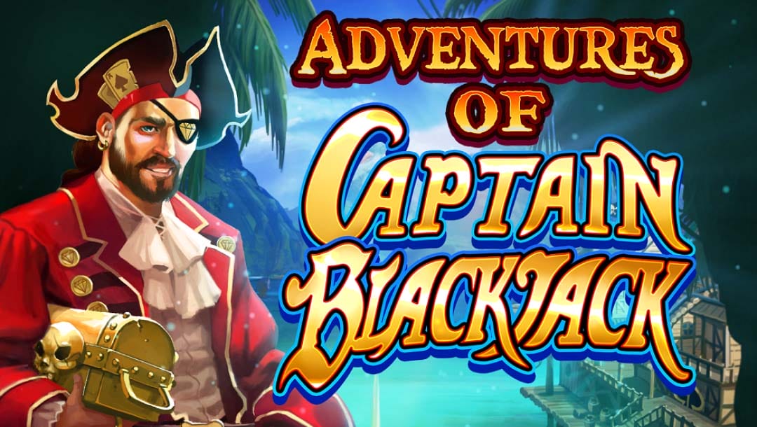 Adventures of Captain Blackjack logo with Captain Blackjack holding a gold treasure chest.