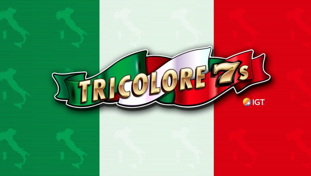 Tricolore 7s online slot logo in gold with the Italian flag (green, white and red) as the background.