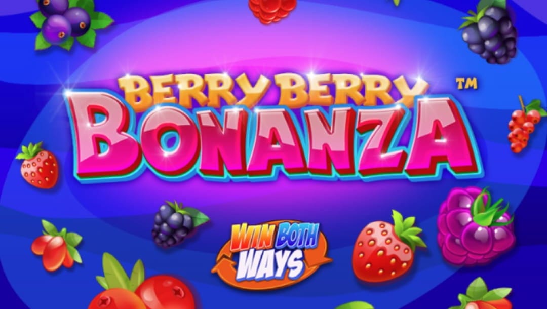Berry Berry Bonanza online slot game loading screen, featuring the game logo, and different types of berries.
