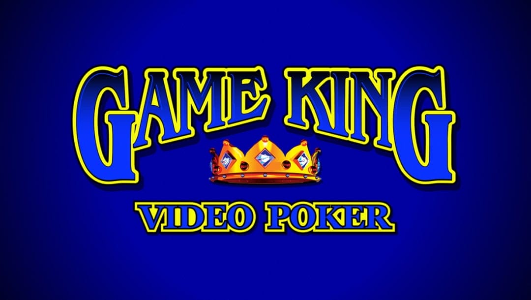 The Game King Video Poker loading screen, featuring the game logo, and a gold crown on a blue background.