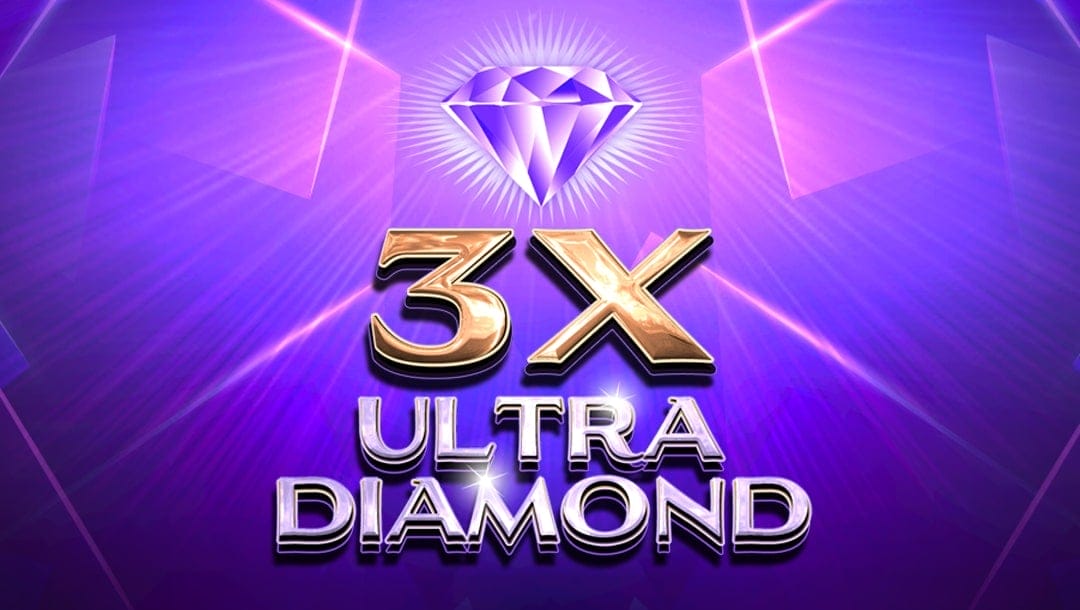 The 3x Ultra Diamond online slot game loading screen featuring the game logo, with a blue and purple gradient in the background.