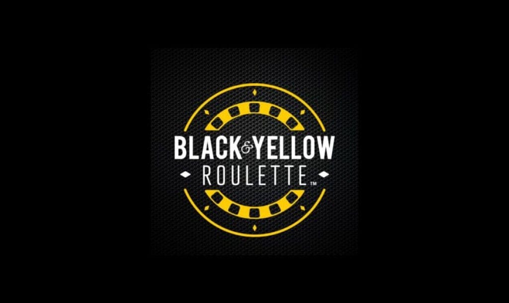 The Black and Yellow Roulette loading screen featuring the game title, and a stylized casino chip, on a black background.