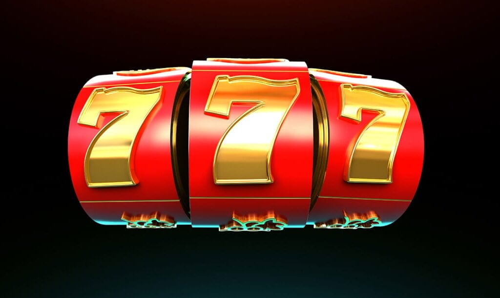 A concept image for a classic, 3-reel slot. Three single-row reels appear in a red frame with 7s on each reel.