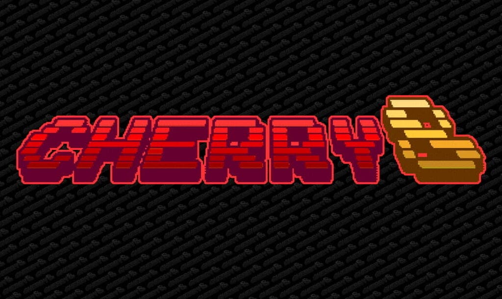 The Cherry8 slot game banner featuring the game logo on a black background.