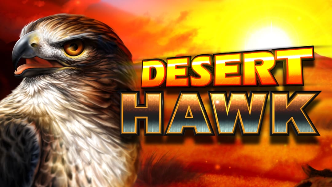 The legend “Desert Hawk” appears in gold and black letters against a desert background. A noble eagle gazes proudly from the left.
