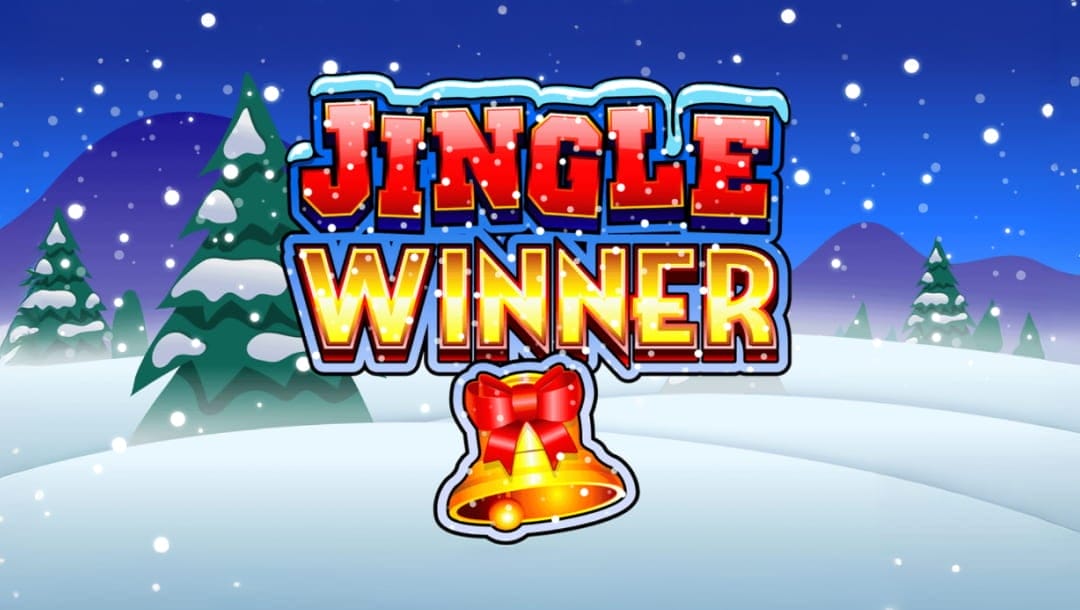 The game title appears in warm orange and yellow letters against a smooth, snow white background with fir trees and snowflakes against a background of blue hills.